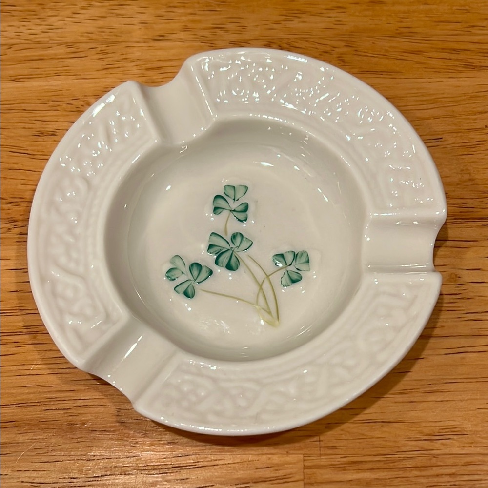 Vintage Belleek Ireland Shamrock Ashtray